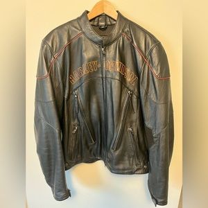 HARLEY DAVIDSON MENS BLACK LEATHER JACKET, SIZE LARGE